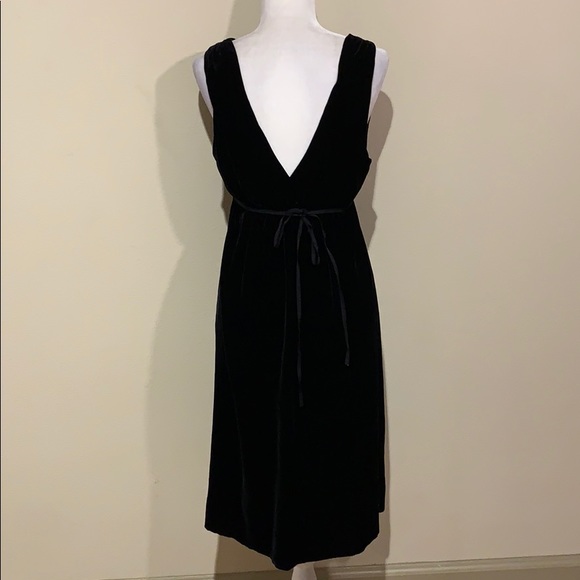 Vince Black Velvet Babydoll V Neck Empire Dress - Picture 6 of 8
